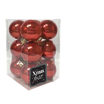 ΧΡΙΣΤΟΥΓΕΝΝΙΑΤΙΚΕΣ ΜΠΑΛΕΣ "SHINY RED" ΣΕ ΣΥΣΚΕΥΑΣΙΑ 12 ΤΕΜΑΧΙΩΝ KAI ΔΙΑΜΕΤΡΟΣ 5 εκ.