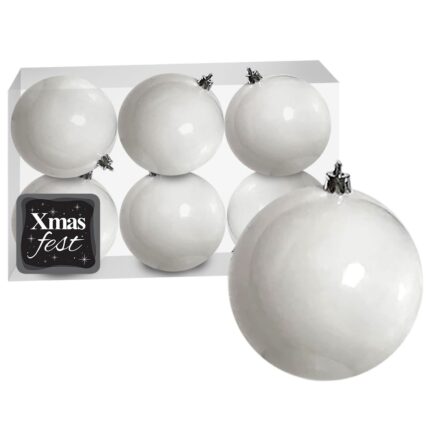 ΧΡΙΣΤΟΥΓΕΝΝΙΑΤΙΚΕΣ ΜΠΑΛΕΣ "ΛΕΥΚΕΣ" ΣΕ ΣΥΣΚΕΥΑΣΙΑ 6 ΤΕΜΑΧΙΩΝ . ΔΙΑΜΕΤΡΟΣ 10 εκ.