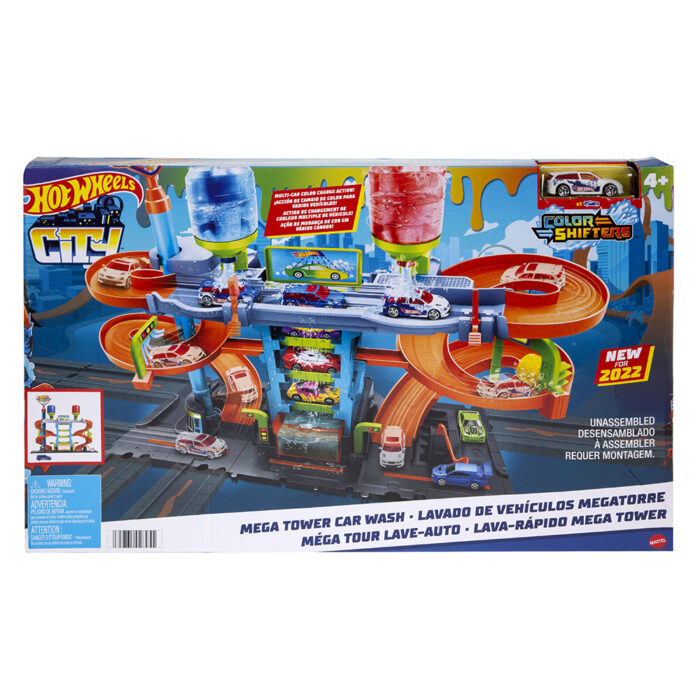 MATTEL HOT WHEELS CITY: MEGA TOWER CAR WASH COLOR SHIFTERS PLAYSET (HDP05)