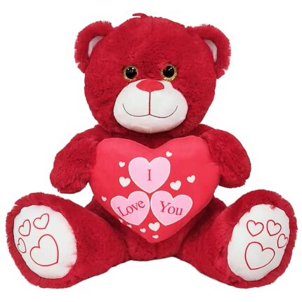 ΛΟΥΤΡΙΝΟ ΚΟΚΚΙΝΟ ΑΡΚΟΥΔΑΚΙ ΜΕ ΚΑΡΔΙΑ "I LOVE YOU" 40cm