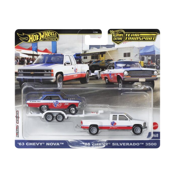 Mattel Hot Wheels: Premium Car Culture Team Transport - '63 Chevy Nova '88 Chevy Silverado 3500 VP Racing
