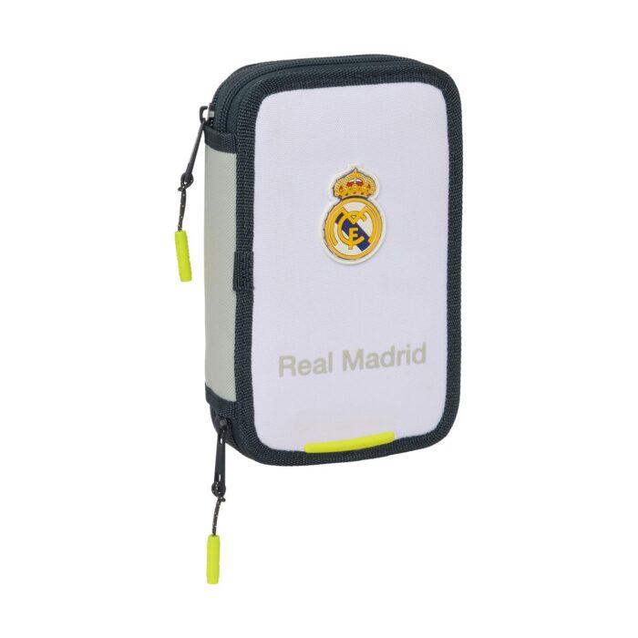 ΚΑΣΕΤΙΝΑ ΟΡΘΟΓΩΝΙΑ ΜΕ 2 ΦΕΡΜΟΥΑΡ  ΓΕΜΑΤΗ  “F.C. Real Madrid 25/26 - White Pencil Case 28 Pcs. ”