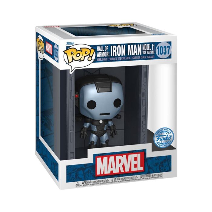 FUNKO POP! Deluxe: Marvel Hall of Armor: Iron Man Model 11 War Machine (Mettalic) (PX Previews Exclusive) #1037 Bobble-Head Vinyl Figure