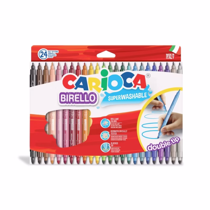 CARIOCA : ΜΑΡΚΑΔΟΡΟΙ ΜΕ ΔΙΠΛΗ ΜΥΤΗ  «BIRELLO» ΣΕΤ 24 ΧΡΩΜΑΤΩΝ