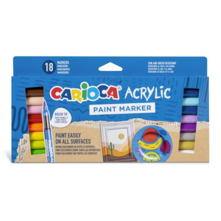 CARIOCA : ΑΚΡΥΛΙΚΟΙ ΜΑΡΚΑΔΟΡΟΙ ΖΩΓΡΑΦΙΚΗΣ  “PAINT MARKER BRUSH” Σετ 18 τεμάχια