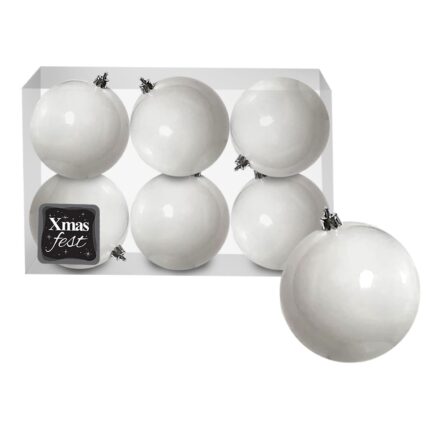 ΧΡΙΣΤΟΥΓΕΝΝΙΑΤΙΚΕΣ ΜΠΑΛΕΣ "ΛΕΥΚΕΣ" ΣΕ ΣΥΣΚΕΥΑΣΙΑ 6 ΤΕΜΑΧΙΩΝ . ΔΙΑΜΕΤΡΟΣ 6 εκ.