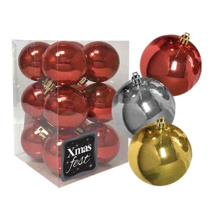 ΧΡΙΣΤΟΥΓΕΝΝΙΑΤΙΚΕΣ ΜΠΑΛΕΣ "SHINY FEST" ΣΕ ΣΥΣΚΕΥΑΣΙΑ 12 ΤΕΜΑΧΙΩΝ . ΔΙΑΜΕΤΡΟΣ 4 εκ. ΔΙΑΦΟΡΑ ΧΡΩΜΑΤΑ