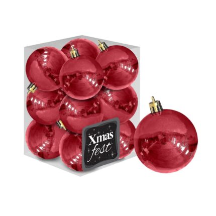 ΧΡΙΣΤΟΥΓΕΝΝΙΑΤΙΚΕΣ ΜΠΑΛΕΣ "ΚΟΚΚΙΝΕΣ ΠΕΡΛΕ" ΣΕ ΣΥΣΚΕΥΑΣΙΑ 12 ΤΕΜΑΧΙΩΝ . ΔΙΑΜΕΤΡΟΣ 4 εκ.