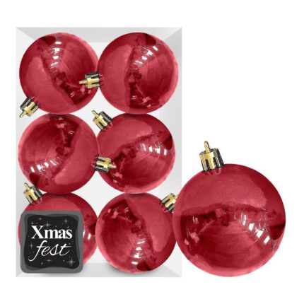 ΧΡΙΣΤΟΥΓΕΝΝΙΑΤΙΚΕΣ ΜΠΑΛΕΣ "ΚΟΚΚΙΝΕΣ ΠΕΡΛΕ" ΣΕ ΣΥΣΚΕΥΑΣΙΑ 6 ΤΕΜΑΧΙΩΝ . ΔΙΑΜΕΤΡΟΣ 8 εκ.