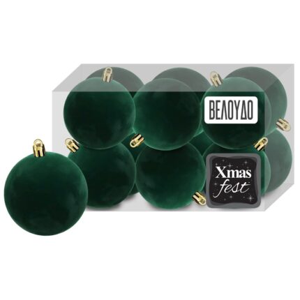 ΧΡΙΣΤΟΥΓΕΝΝΙΑΤΙΚΕΣ ΜΠΑΛΕΣ "GREEN VELVET" ΣΕ ΣΥΣΚΕΥΑΣΙΑ 12 ΤΕΜΑΧΙΩΝ . ΔΙΑΜΕΤΡΟΣ 4 εκ.