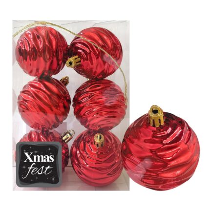 ΧΡΙΣΤΟΥΓΕΝΝΙΑΤΙΚΕΣ ΜΠΑΛΕΣ "ΚΟΚΚΙΝΕΣ ΑΝΑΓΛΥΦΕΣ" ΣΕ ΣΥΣΚΕΥΑΣΙΑ 6 ΤΕΜΑΧΙΩΝ . ΔΙΑΜΕΤΡΟΣ 6 εκ.