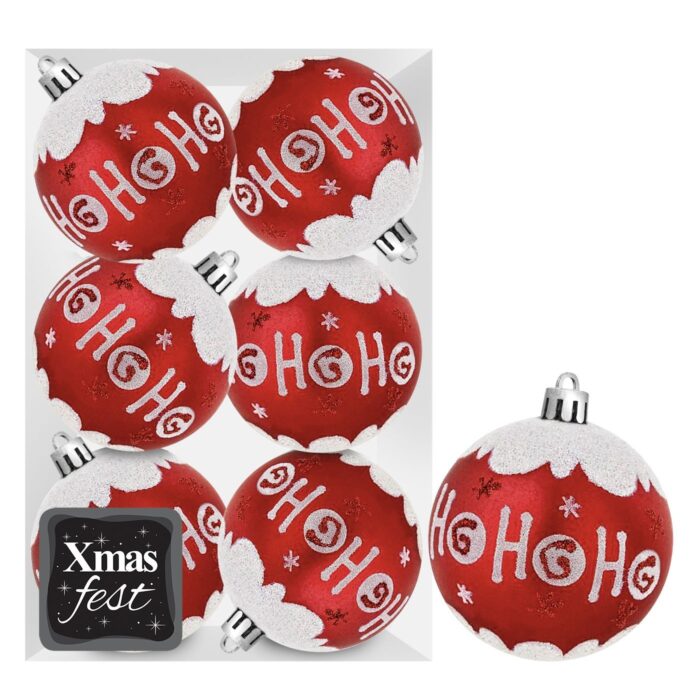 ΧΡΙΣΤΟΥΓΕΝΝΙΑΤΙΚΕΣ ΜΠΑΛΕΣ "DECOR HO HO HO" ΣΕ ΣΥΣΚΕΥΑΣΙΑ 6 ΤΕΜΑΧΙΩΝ . ΔΙΑΜΕΤΡΟΣ 8 εκ.