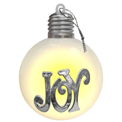 ΧΡΙΣΤΟΥΓΕΝΝΙΑΤΙΚΗ ΜΠΑΛΑ "XMAS JOY" ME LED . ΔΙΑΜΕΤΡΟΣ 8 εκ.