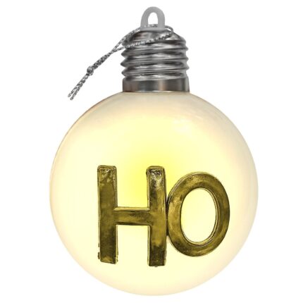 ΧΡΙΣΤΟΥΓΕΝΝΙΑΤΙΚΗ ΜΠΑΛΑ "XMAS HO HO" ME LED . ΔΙΑΜΕΤΡΟΣ 8 εκ.