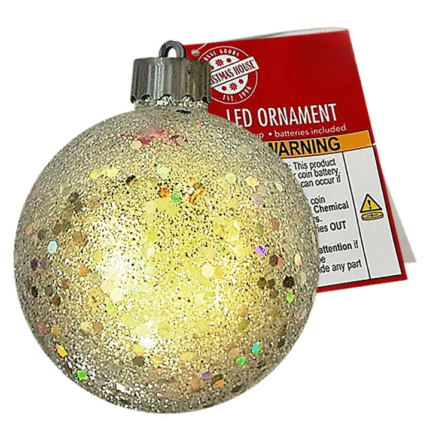 ΧΡΙΣΤΟΥΓΕΝΝΙΑΤΙΚΗ ΜΠΑΛΑ "GOLDEN" ME LED . ΔΙΑΜΕΤΡΟΣ 10 εκ.