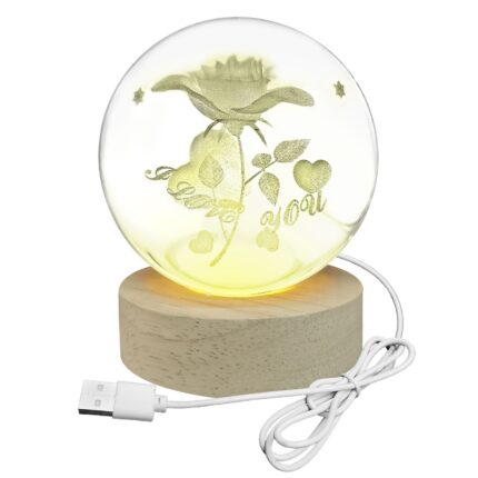 ΜΠΑΛΑ ΓΥΑΛΙΝΗ «I LOVE YOU» ΜΕ ΒΑΣΗ 6 LED