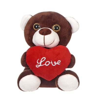 ΛΟΥΤΡΙΝΟ ΑΡΚΟΥΔΑΚΙ ΚΑΦΕ ΜΕ ΚΑΡΔΙΑ “LOVE” 20cm