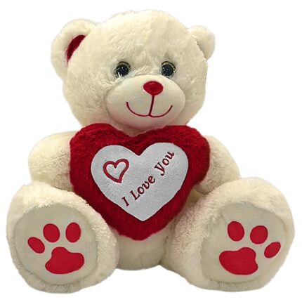 ΛΟΥΤΡΙΝΟ ΕΚΡΟΥ ΑΡΚΟΥΔΑΚΙ ΜΕ ΚΑΡΔΙΑ "I LOVE YOU" 30cm