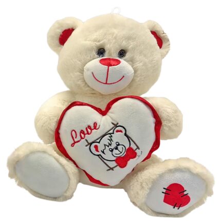 ΛΟΥΤΡΙΝΟ ΕΚΡΟΥ ΑΡΚΟΥΔΑΚΙ ΜΕ ΚΑΡΔΙΑ "LOVE" 30cm