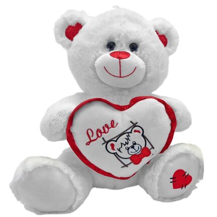 ΛΟΥΤΡΙΝΟ ΛΕΥΚΟ ΑΡΚΟΥΔΑΚΙ ΜΕ ΚΑΡΔΙΑ "LOVE" 30cm