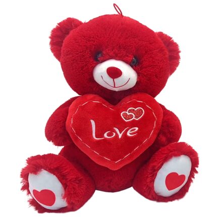 ΛΟΥΤΡΙΝΟ ΚΟΚΚΙΝΟ ΑΡΚΟΥΔΑΚΙ ΜΕ ΚΑΡΔΙΑ "LOVE" 30cm