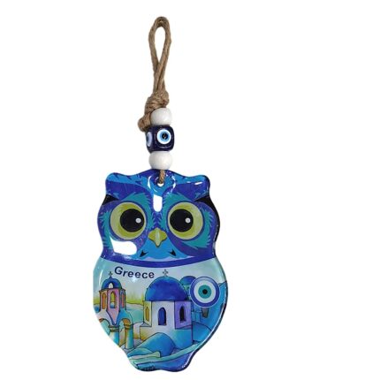 ΓΥΑΛΙΝΗ ΚΡΕΜΑΣΤΗ ΚΟΥΚΟΥΒΑΓΙΑ  ΜΕ ΣΧΟΙΝΙ 24 εκ. “GREECE”