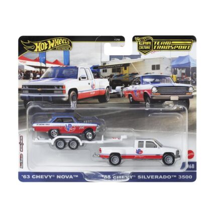Mattel Hot Wheels: Premium Car Culture Team Transport - '63 Chevy Nova '88 Chevy Silverado 3500 VP Racing (HRV42)