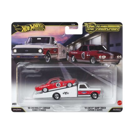 Mattel Hot Wheels Premium: Car Culture Team Transport - '66 Chevrolet Corvair Yenko Stinger & '72 Chevy Ramp Truck Camion A Rampe Vehicles (JHX91)