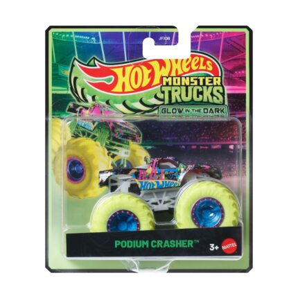 Mattel Hot Wheels: Monster Trucks Glow In The Dark - Podium Crasher Vehicle (JFX09)