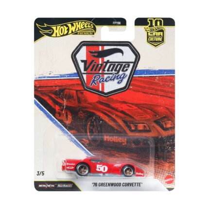 Mattel Hot Wheels Premium: Vintage Racing – 76' Greenwood Corvette Vehicle (JKF24)